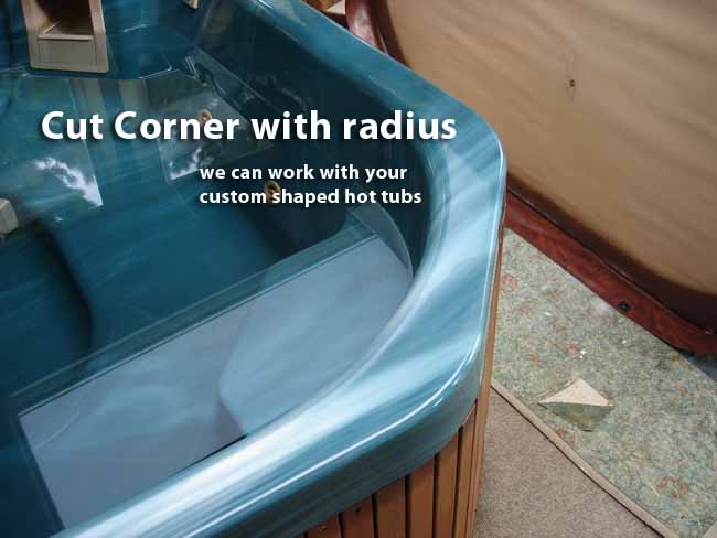 Cut corner hot tub with radius measure
